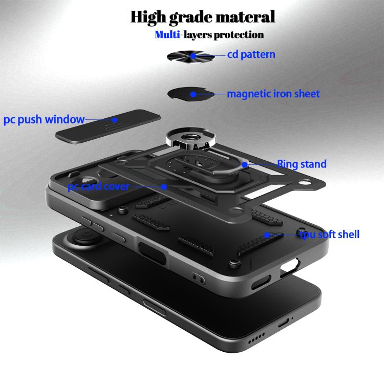 For Honor 500 Global 155.8mm Sliding Camera Cover Design TPU+PC Phone Case