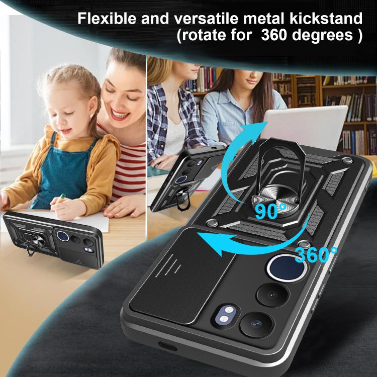 For vivo Y19s Sliding Camera Cover Design TPU+PC Phone Case