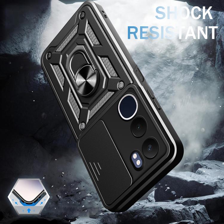 For vivo Y19s Sliding Camera Cover Design TPU+PC Phone Case