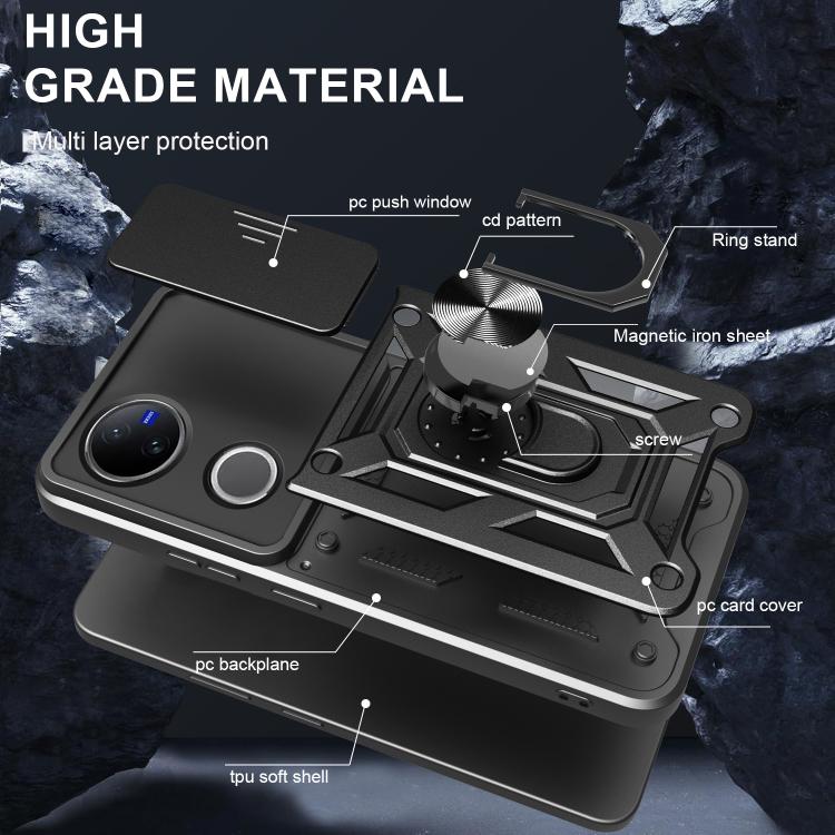 For vivo V50 5G Sliding Camera Cover Design TPU+PC Phone Case