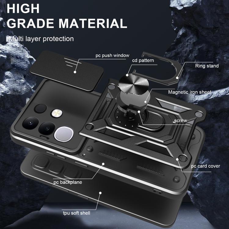 For vivo Y29 4G Sliding Camera Cover Design TPU+PC Phone Case
