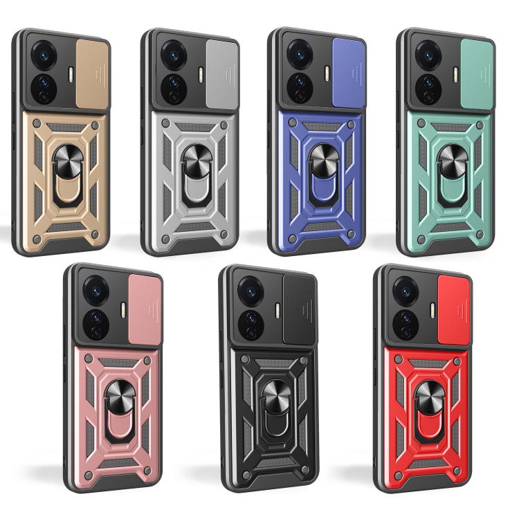 For vivo T1 Pro Sliding Camera Cover Design TPU+PC Phone Case