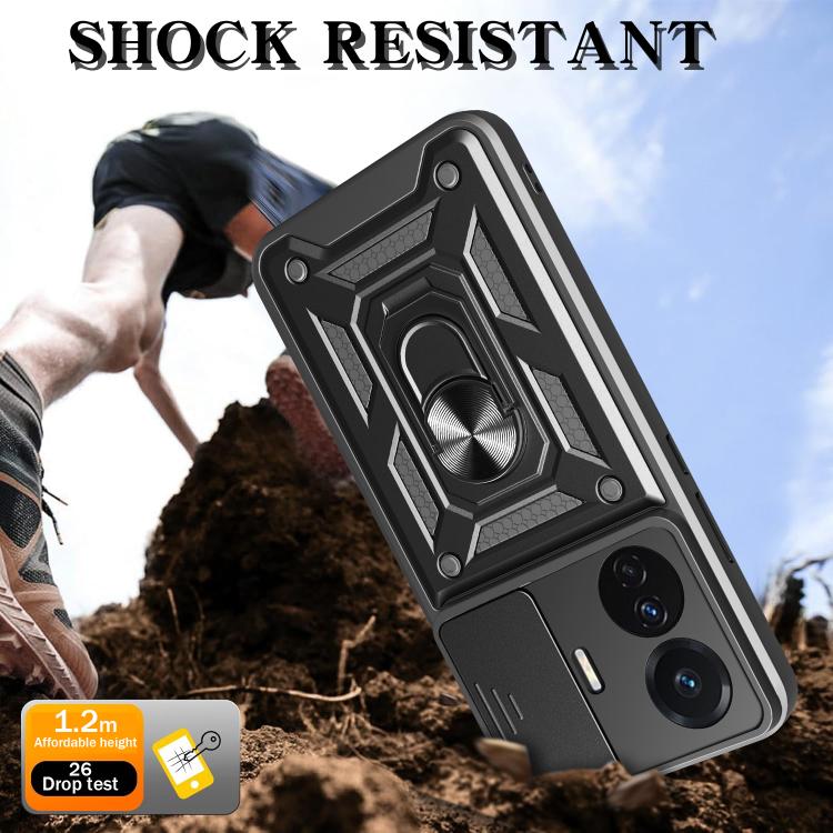 For vivo T1 Pro Sliding Camera Cover Design TPU+PC Phone Case