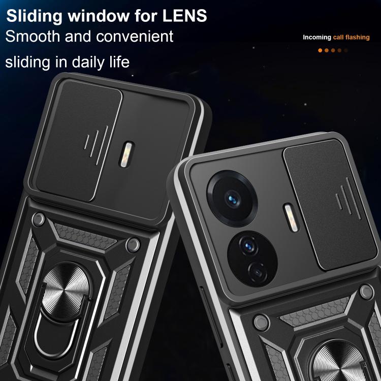 For vivo T1 Pro Sliding Camera Cover Design TPU+PC Phone Case