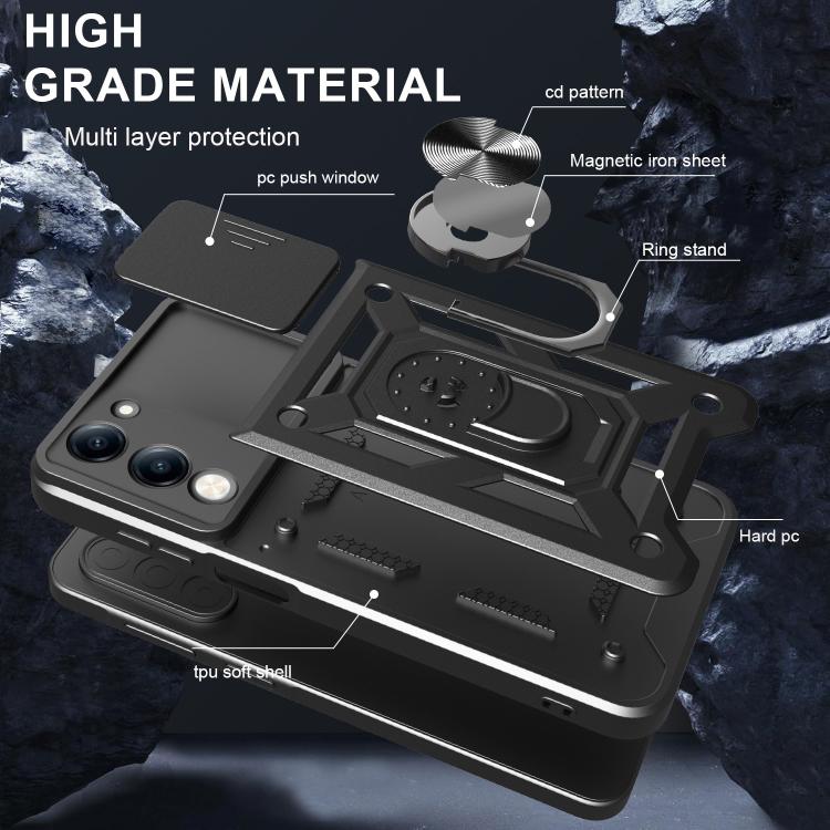 For vivo Y29s 5G / Y04 4G Sliding Camera Cover Design TPU+PC Phone Case