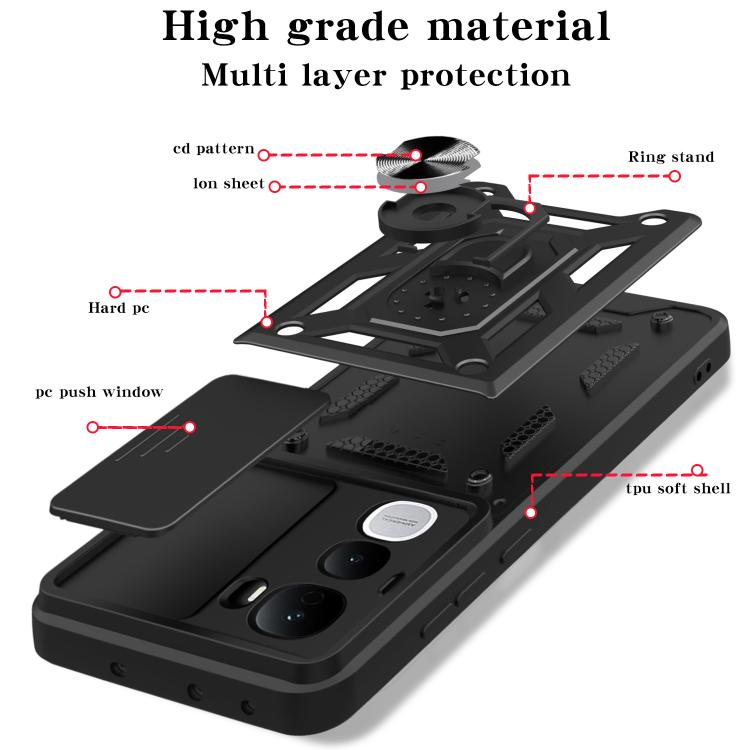 For vivo Y400 Pro 5G India Sliding Camera Cover Design TPU+PC Phone Case