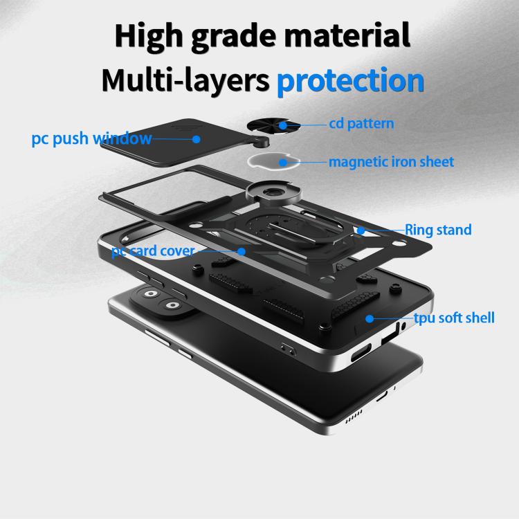 For vivo iQOO Z9 Turbo 5G Sliding Camera Cover Design TPU+PC Phone Case