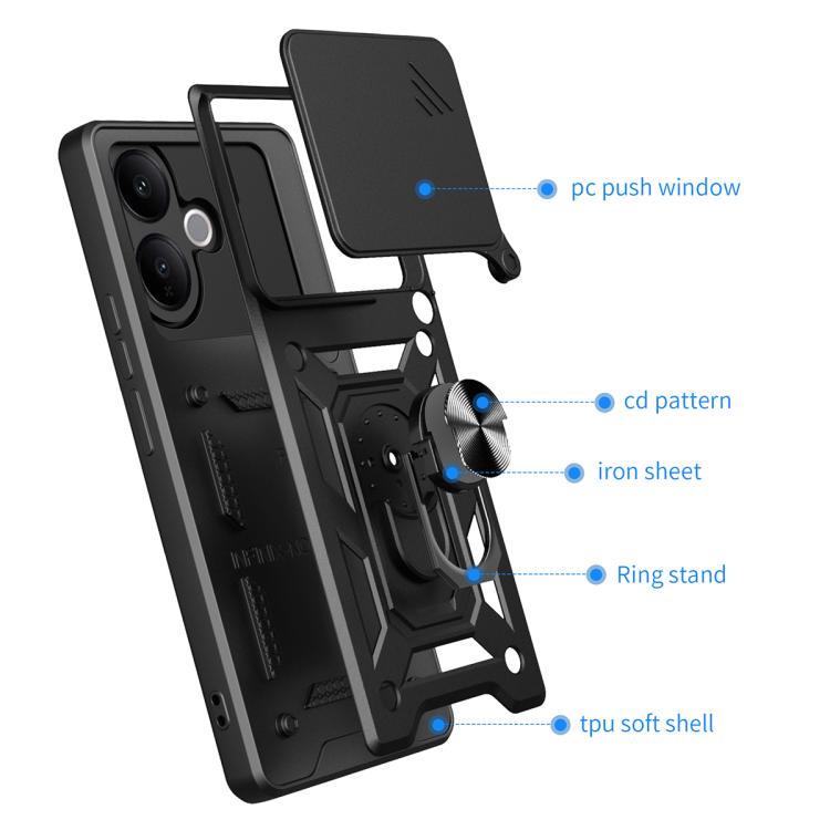 For vivo V60 Lite 4G / 5G Sliding Camera Cover Design TPU+PC Phone Case