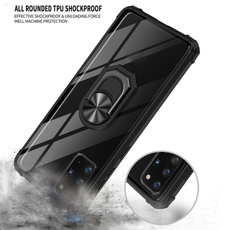 For Samsung Galaxy Note20 Shockproof Transparent TPU + Acrylic Protective Case with Ring Holder