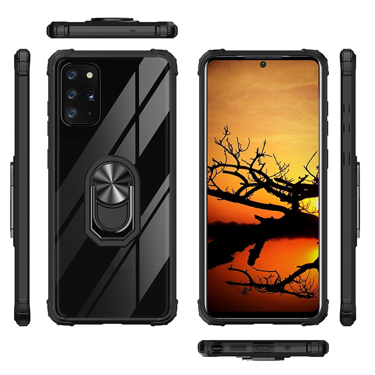 For Samsung Galaxy Note20 Shockproof Transparent TPU + Acrylic Protective Case with Ring Holder
