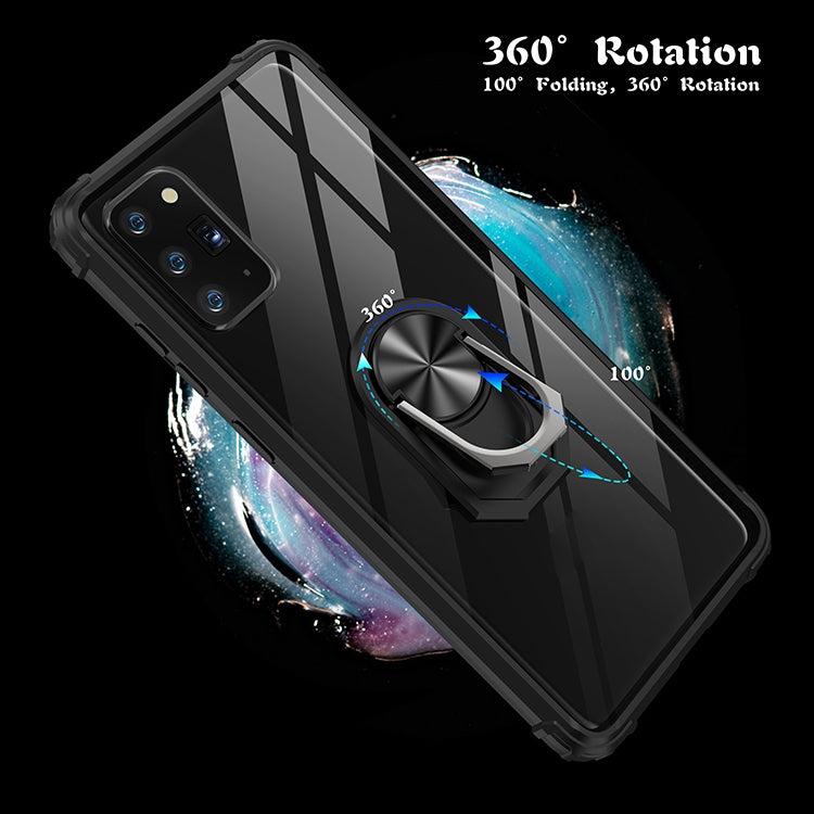 For Samsung Galaxy Note20 Shockproof Transparent TPU + Acrylic Protective Case with Ring Holder