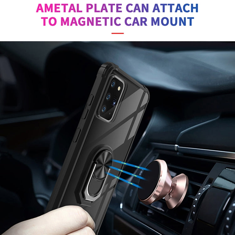 For Samsung Galaxy Note20 Shockproof Transparent TPU + Acrylic Protective Case with Ring Holder