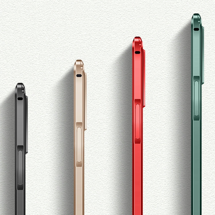 For iPhone 11 Pro Straight Edge Metal Frame + Glass Protective Case