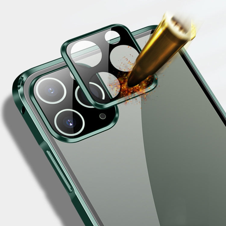 For iPhone 11 Straight Edge Metal Frame + Glass Protective Case