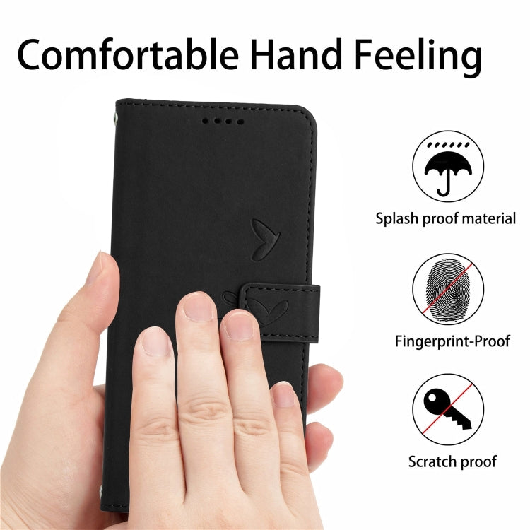 For Tecno Camon 30 4G / 5G Skin Feel Heart Embossed Leather Phone Case with Long Lanyard