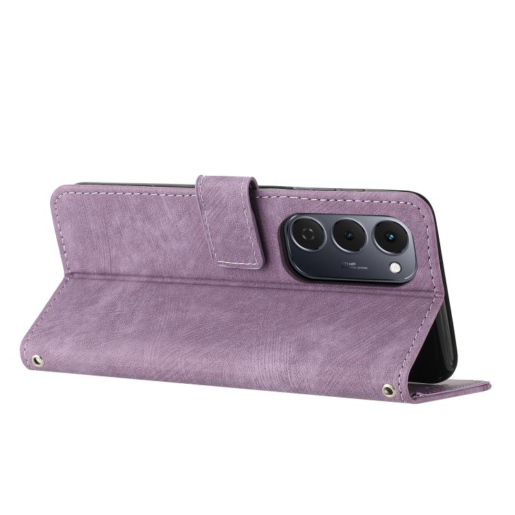 For Tecno Spark 40 Pro+ 4G Skin Feel Stripe Pattern Leather Phone Case with Lanyard