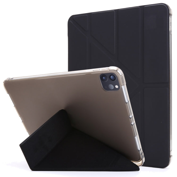 For iPad Pro 12.9 (2020/2018) Multi-folding Horizontal Flip PU Leather + Shockproof TPU Case with Holder & Pen Slot