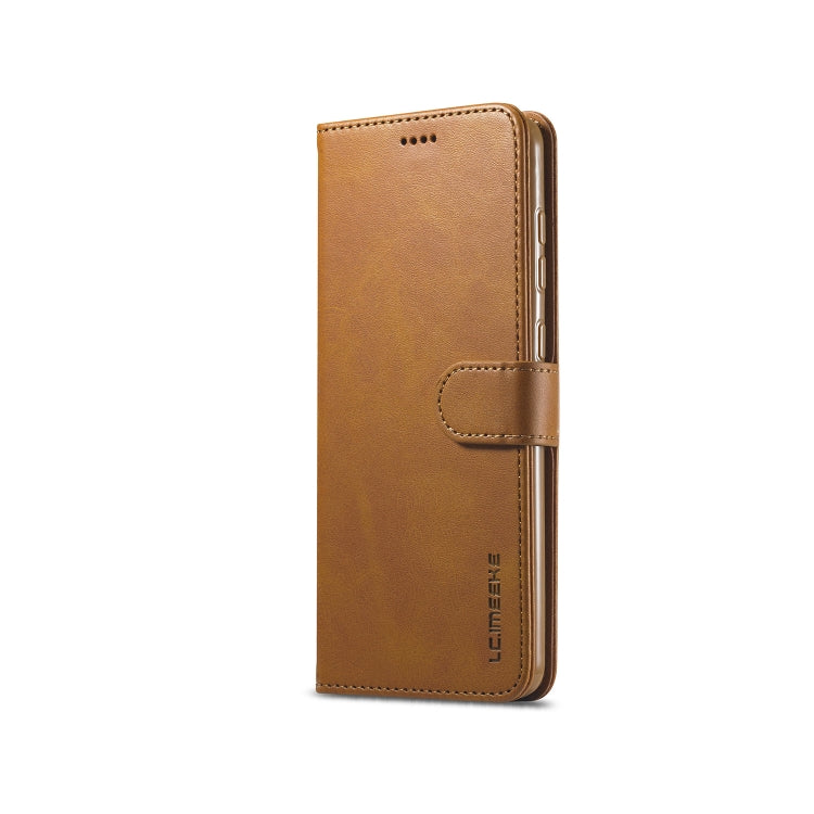 For Samsung Galaxy A21s LC.IMEEKE Calf Texture Horizontal Flip Leather Case, with Holder & Card Slots & Wallet