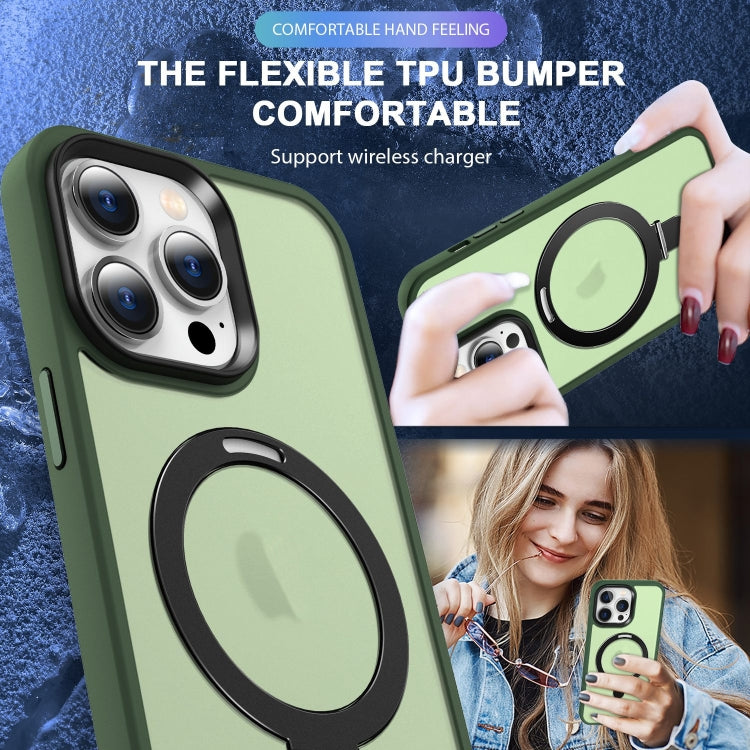 For iPhone 16 Pro Skin-feel MagSafe Holder PC Hybrid TPU Phone Case
