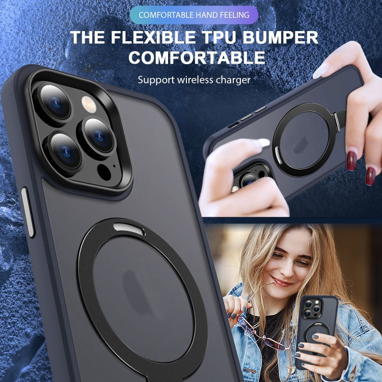 For iPhone 16 Pro Skin-feel MagSafe Holder PC Hybrid TPU Phone Case