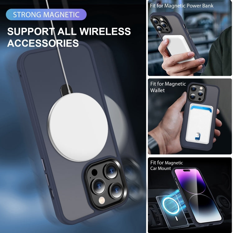 For iPhone 16 Pro Skin-feel MagSafe Holder PC Hybrid TPU Phone Case