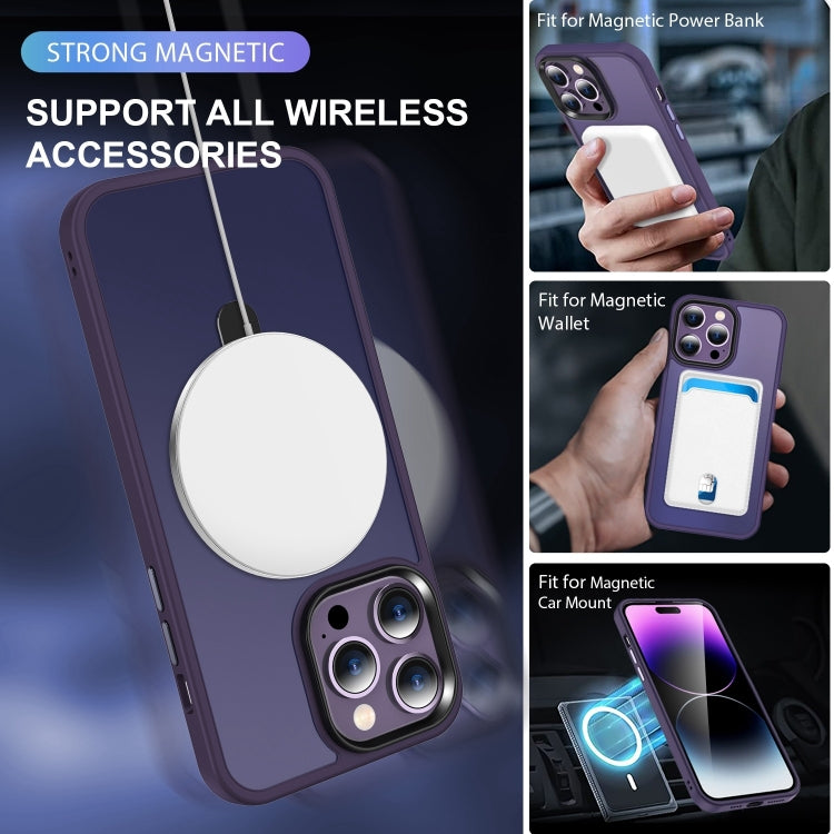 For iPhone 16 Pro Skin-feel MagSafe Holder PC Hybrid TPU Phone Case