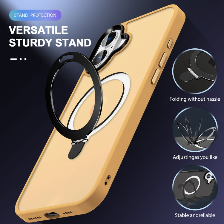 For iPhone 16 Plus Skin-feel MagSafe Holder PC Hybrid TPU Phone Case