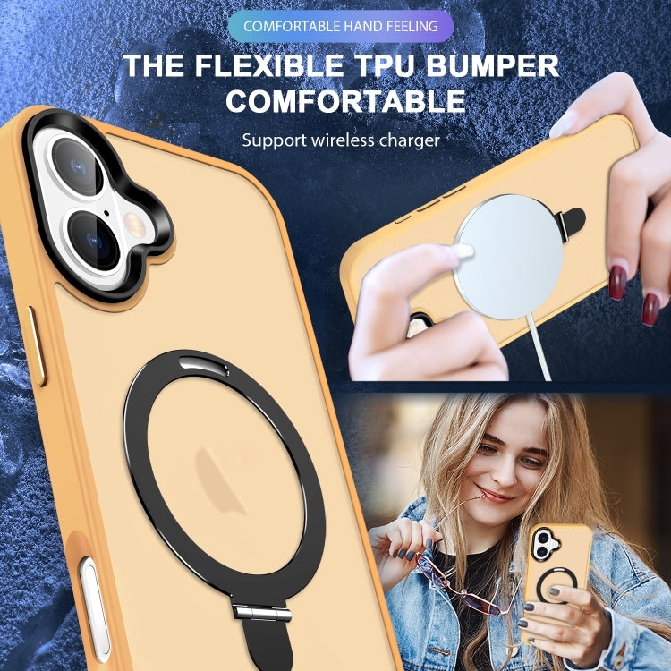 For iPhone 16 Plus Skin-feel MagSafe Holder PC Hybrid TPU Phone Case