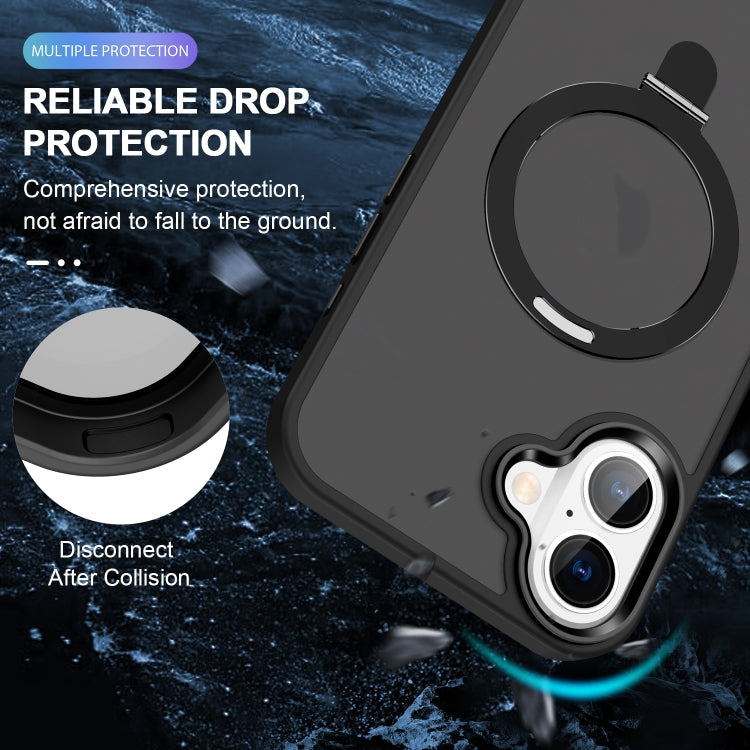 For iPhone 16 Plus Skin-feel MagSafe Holder PC Hybrid TPU Phone Case