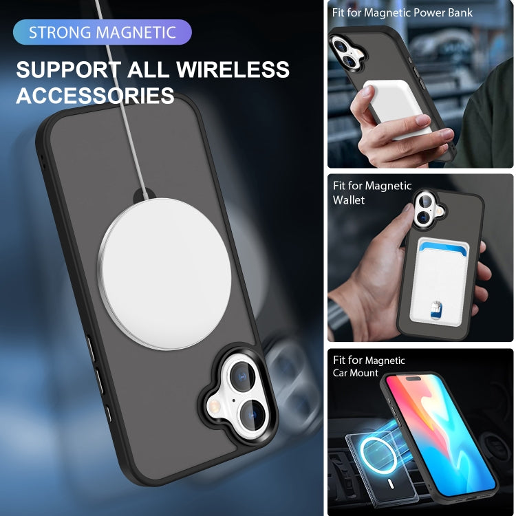 For iPhone 16 Plus Skin-feel MagSafe Holder PC Hybrid TPU Phone Case