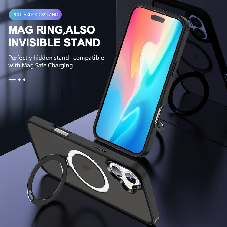 For iPhone 16 Plus Skin-feel MagSafe Holder PC Hybrid TPU Phone Case