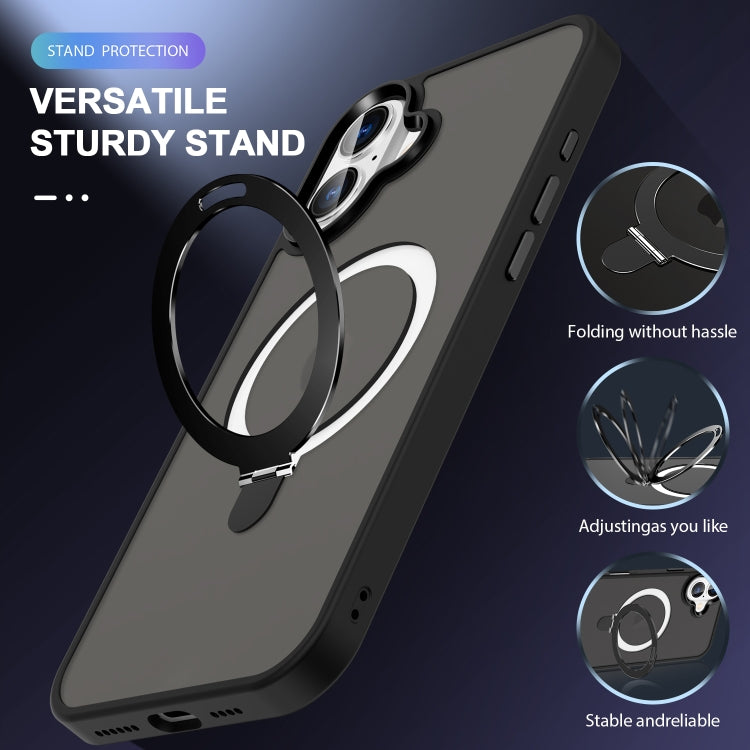 For iPhone 16 Plus Skin-feel MagSafe Holder PC Hybrid TPU Phone Case
