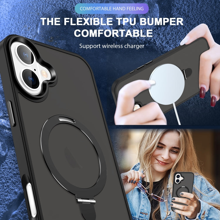 For iPhone 16 Plus Skin-feel MagSafe Holder PC Hybrid TPU Phone Case
