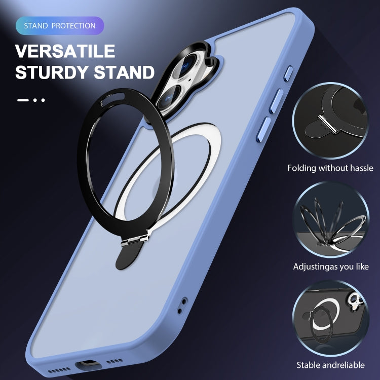 For iPhone 16 Plus Skin-feel MagSafe Holder PC Hybrid TPU Phone Case