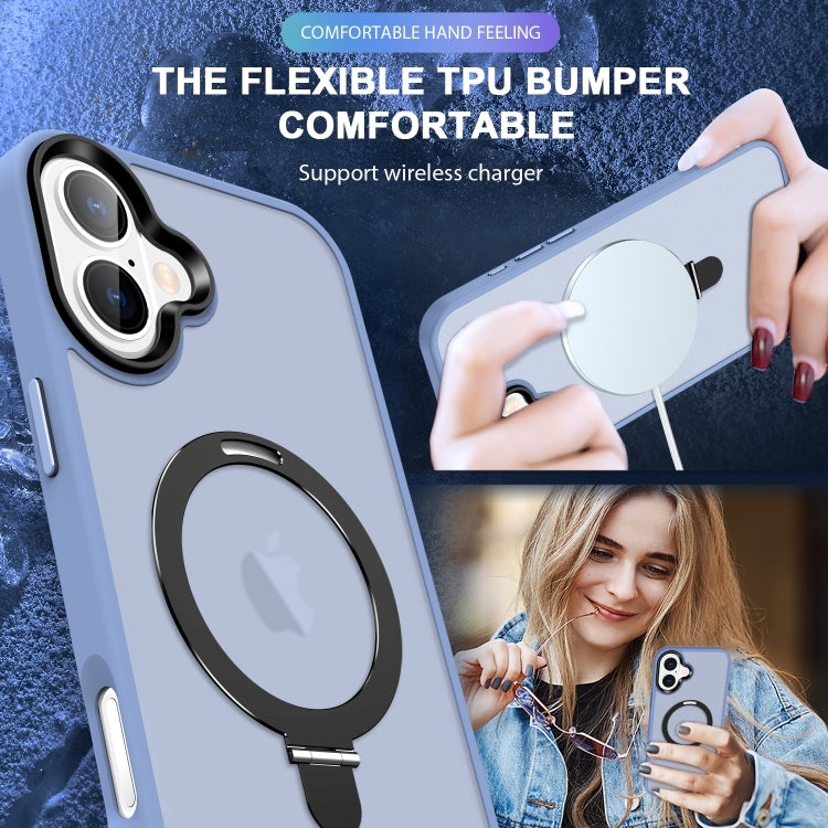 For iPhone 16 Plus Skin-feel MagSafe Holder PC Hybrid TPU Phone Case