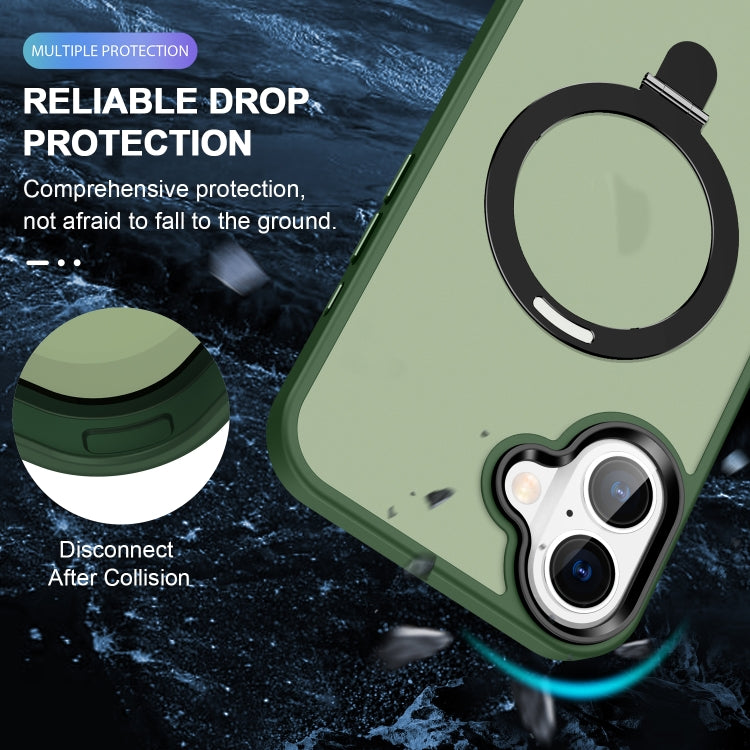 For iPhone 16 Plus Skin-feel MagSafe Holder PC Hybrid TPU Phone Case
