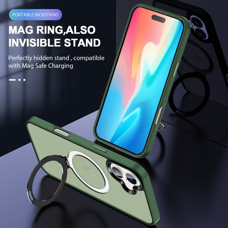 For iPhone 16 Plus Skin-feel MagSafe Holder PC Hybrid TPU Phone Case