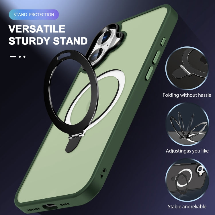 For iPhone 16 Plus Skin-feel MagSafe Holder PC Hybrid TPU Phone Case