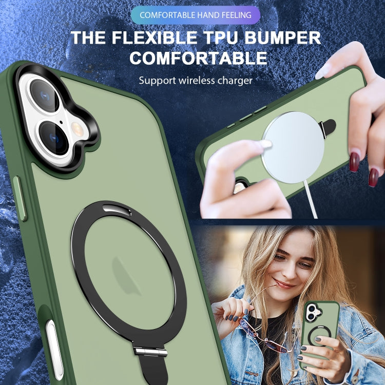 For iPhone 16 Plus Skin-feel MagSafe Holder PC Hybrid TPU Phone Case