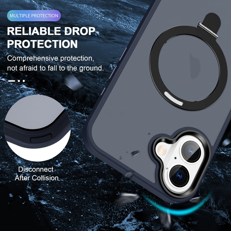 For iPhone 16 Plus Skin-feel MagSafe Holder PC Hybrid TPU Phone Case