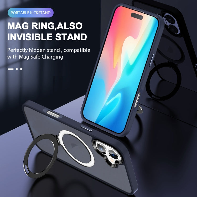 For iPhone 16 Plus Skin-feel MagSafe Holder PC Hybrid TPU Phone Case