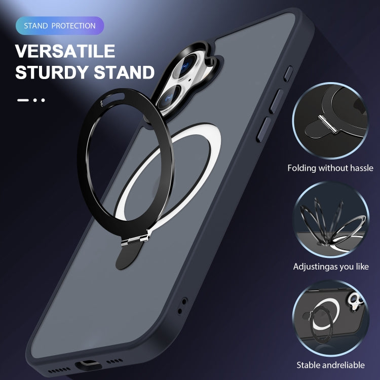 For iPhone 16 Plus Skin-feel MagSafe Holder PC Hybrid TPU Phone Case