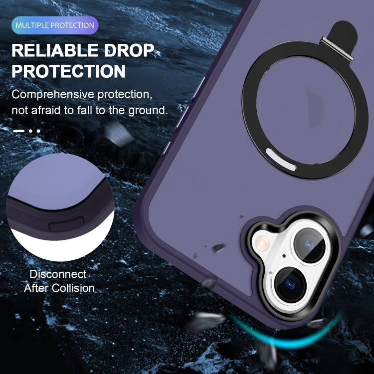 For iPhone 16 Plus Skin-feel MagSafe Holder PC Hybrid TPU Phone Case