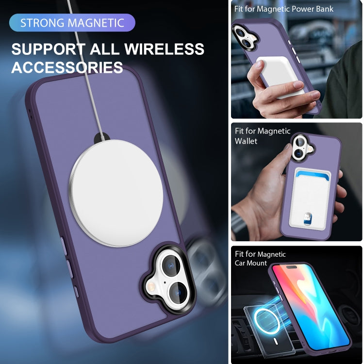 For iPhone 16 Plus Skin-feel MagSafe Holder PC Hybrid TPU Phone Case