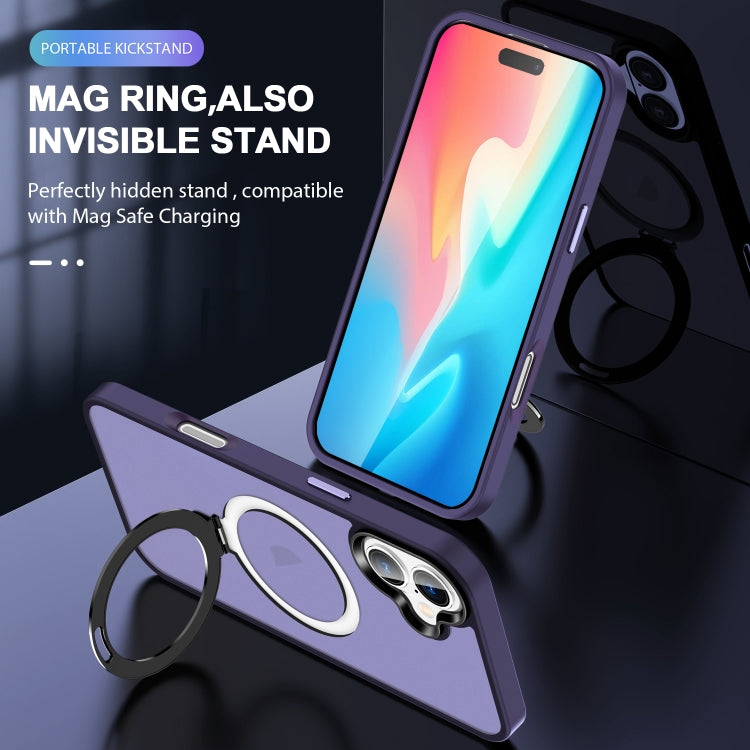 For iPhone 16 Plus Skin-feel MagSafe Holder PC Hybrid TPU Phone Case