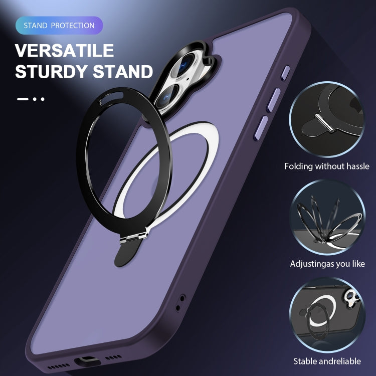 For iPhone 16 Plus Skin-feel MagSafe Holder PC Hybrid TPU Phone Case