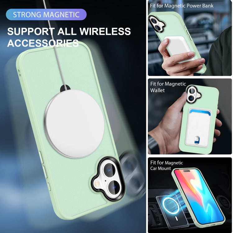 For iPhone 16 Plus Skin-feel MagSafe Holder PC Hybrid TPU Phone Case