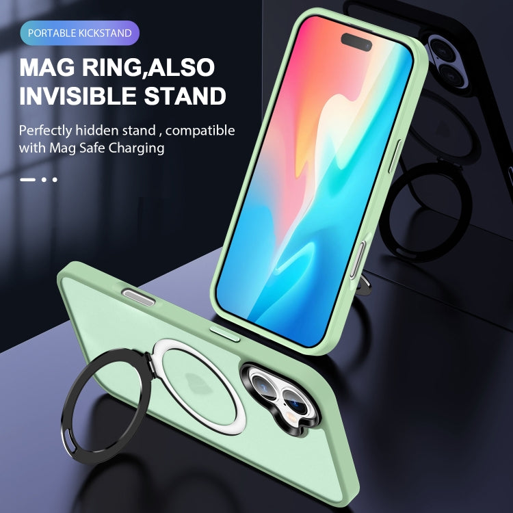 For iPhone 16 Plus Skin-feel MagSafe Holder PC Hybrid TPU Phone Case