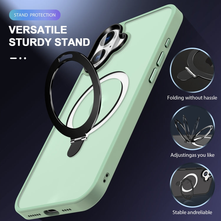 For iPhone 16 Plus Skin-feel MagSafe Holder PC Hybrid TPU Phone Case