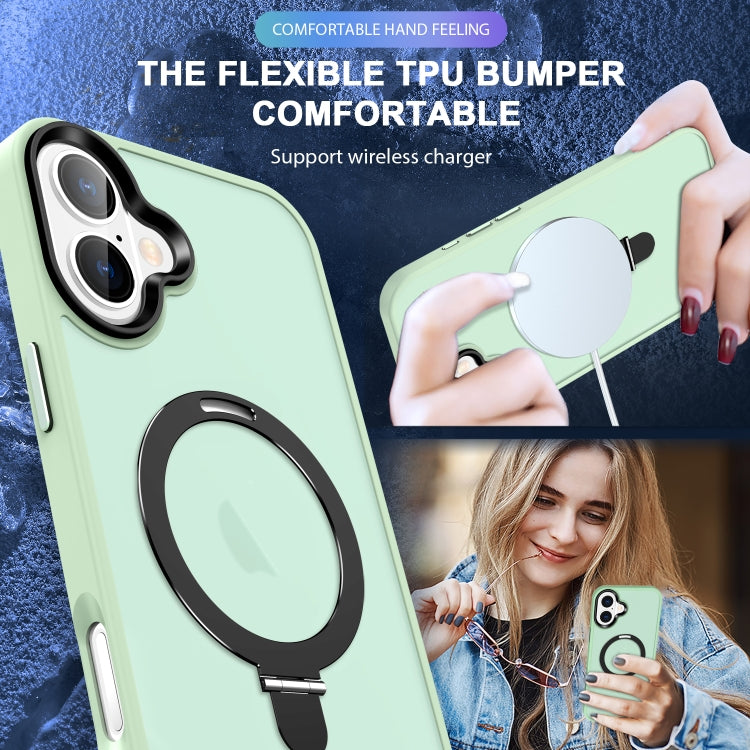 For iPhone 16 Plus Skin-feel MagSafe Holder PC Hybrid TPU Phone Case